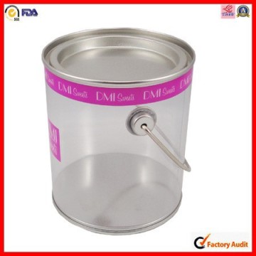 food packing with lid clear pvc tin bucket