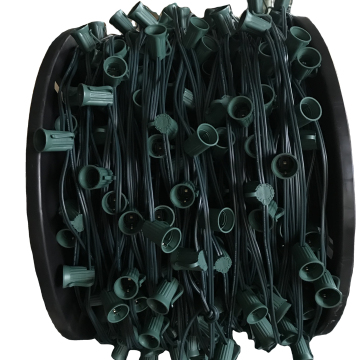 C7 C9 Socket Spool Light - 1000 Fuß, 1000 Steckdosen, grüne SPT -1 -Weihnachtsschnur -Glühenspuler