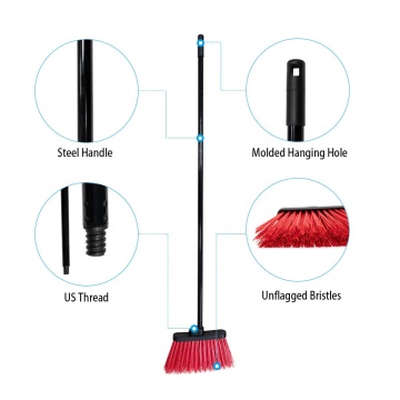 Plastic Floor Cleaning Set with Reusable Broom Handle and Sweeping Head for Home