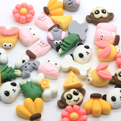 Nieuwe Kawaii Cartoon Resin Trinket Dog Monkey Mouse Head Shape voor Nail Art Slime Fillers