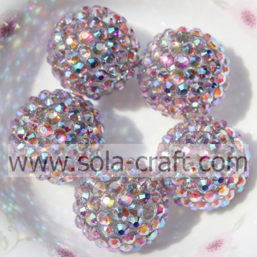 Chunky Resin Rhinestone Beads 20 * 22MM Για Κολιέ Ροζ Πολύχρωμο