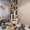 Natural Wood Cat Tree Tower Luxury Indoor Cat Scratcher 1 Level Condo Simple Pet Furniture Eco Friendly Design Christmas