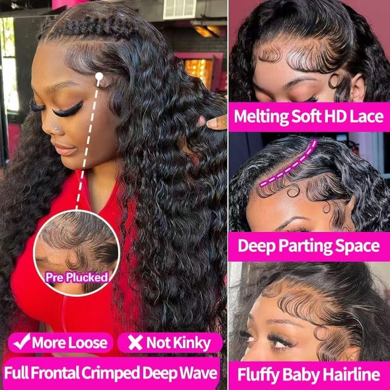 26 Inch Deep Wave HD Lace Front Wig