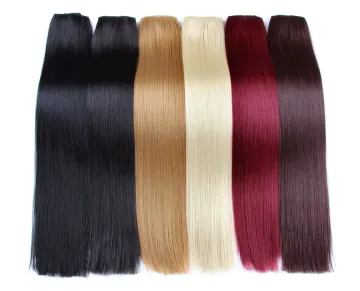 AliLeader Cheap Price 26 Colors Silky Straight Hairpiece Ponytail Synthetic Clip In Hair Extensions