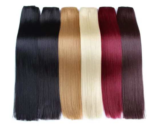 AliLeader Cheap Price 26 Colors Silky Straight Hairpiece Ponytail Synthetic Clip In Hair Extensions