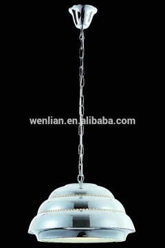 High-end vintage steel & glass pendant lamp in chrome finished