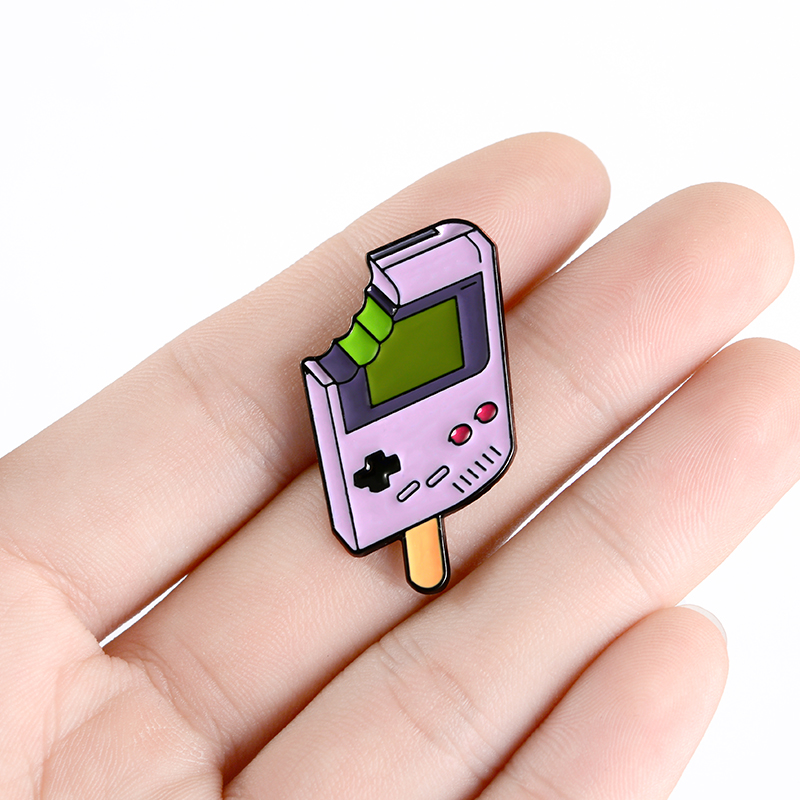 QIHE JEWELRY Game Machine Design Ice cream Pins Fashion Cute Enamel Pins Metal Brooches Badges Denim Clothes Women Pins Gifts