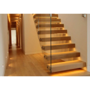 Modern Oak Stair Hardwood Floating Stairs Led