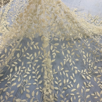 Pizzo glitter perla trasparente