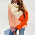 Frauen Pullover Pullover Rollkragenpullover karierte Pullover