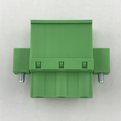 Vertical pluggable terminal block with locking screws