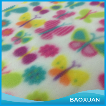 100%Polyester FDY brush both sides printed colorful butterfly ahd flowers double-faced pile fleece fabric for blanket