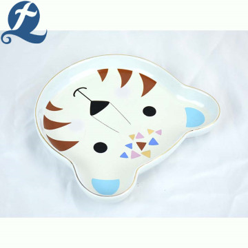 Cartoon leopard face shape ceramic pet feeding bowl