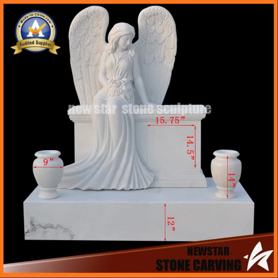 White Headstone with Angle Granite Monument Stone Headstone