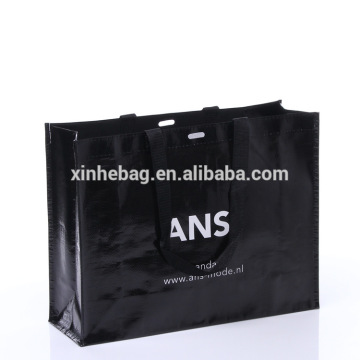 Custom reusable promotional pp woven shopping bag with opp film