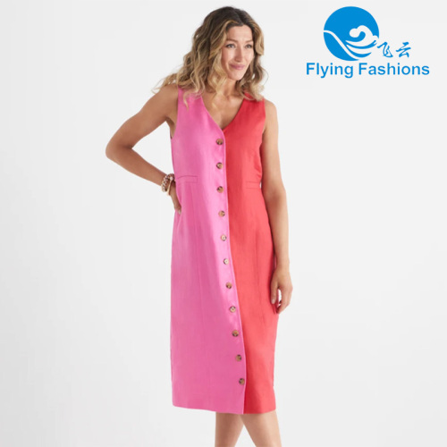 Elegante conjunto bicolor con escote en pico y falda