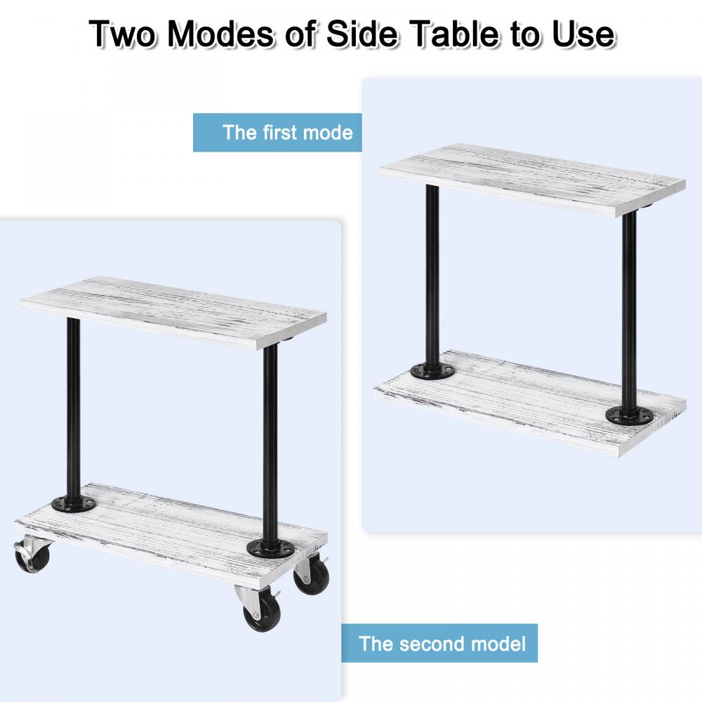 2 Tier Nightstands With Movable Wheels