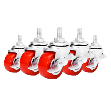 Light Duty Red PVC Brake Threaded Stem Casters