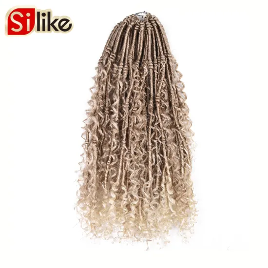 Ombre Brown 20 Inch Hippie Locs Boho Style Faux Locs With Curly Hair Goddess Locs Crochet Synthetic Braids Hair Extensions