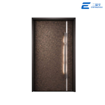 Puerta de entrada exterior moderna de aluminio fundido con panel completo