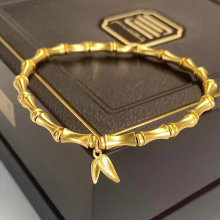 New Minimalist Gold-Plated Bamboo Titanium Bracelet