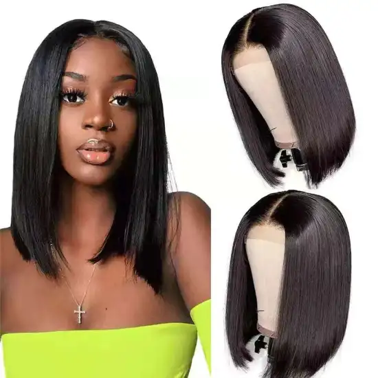 Short 8-14 Inch Straight Bob Human Hair Lace Front Wig Ready To Ship Brazilian Cuticle Aligned Hair Frontal Lace Wig Wholesale