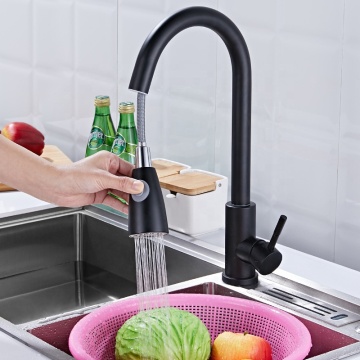 360 Degree Rotation 304 Stainless Steel Black Pull Out Kitchen Sink Faucet with Single Handle