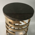 marble top golden stainless steel base end table