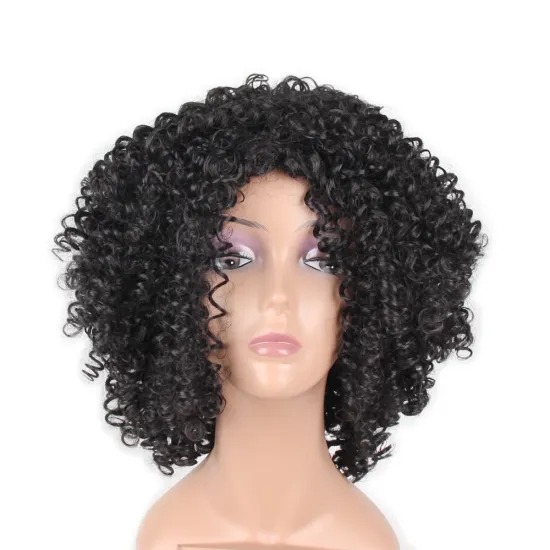 cheap price short kinky curly synthetic wigs for women