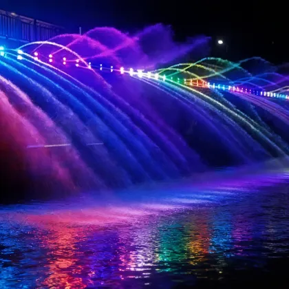 Scenic area bridge fountain