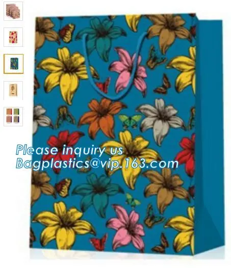 decorative recycled brown shopping gift packaging paper bag, gift kraft paper carrier bag, Eco friendly recyclable paper wedding