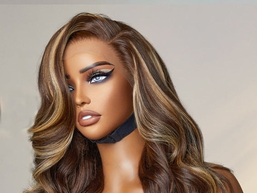 Glueless Honey Blonde Highlight Loose Wave Human Hair Wig 22inch 180% Density