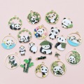 Panda Enamel Compass Keychain Customizable Cartoon Metal Keyring Stainless Steel Brass Iron Alloy Zinc Laser Logo Souvenir