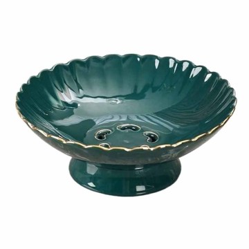 Bandeja de fruta de porcelana de pie alto hecho a mano - Cestas de cerámica decorativa para la cocina
