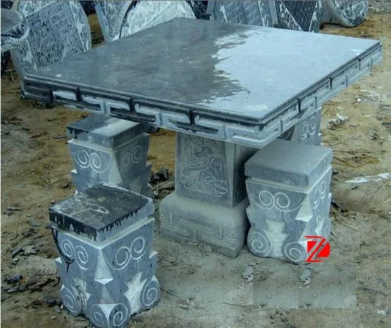 cheap black stone park table with square shape