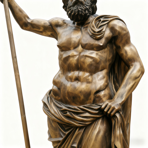 Exquisite Bronze Poseidon Statue with Trident