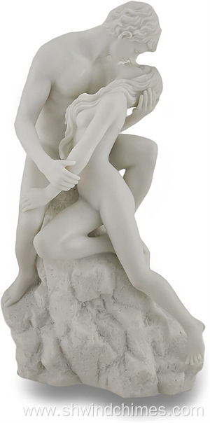 White Marble Finish Nude Sculpture of The Lovers