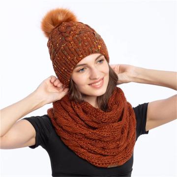 Wholesale Winter Thick Knitted Hat with Velvet Earmuffs and Pom-pom