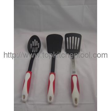 3pc nylon kitchen tools,nylon kitchenware with steel and TPR handle