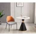 Mesa redonda moderna con base de metal de oro negro