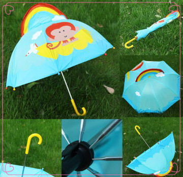Monkey cartoon blue colour polyester chidlren umbrella