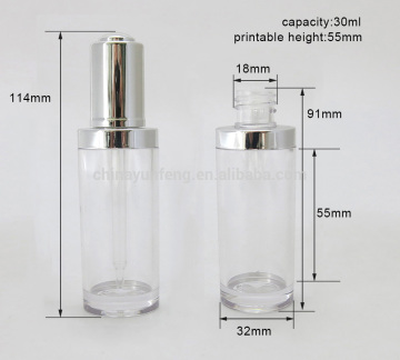 New Style 30ml PETG Plastic Clear Press Dropper Bottle ,1oz Bottles with Silver Dropper