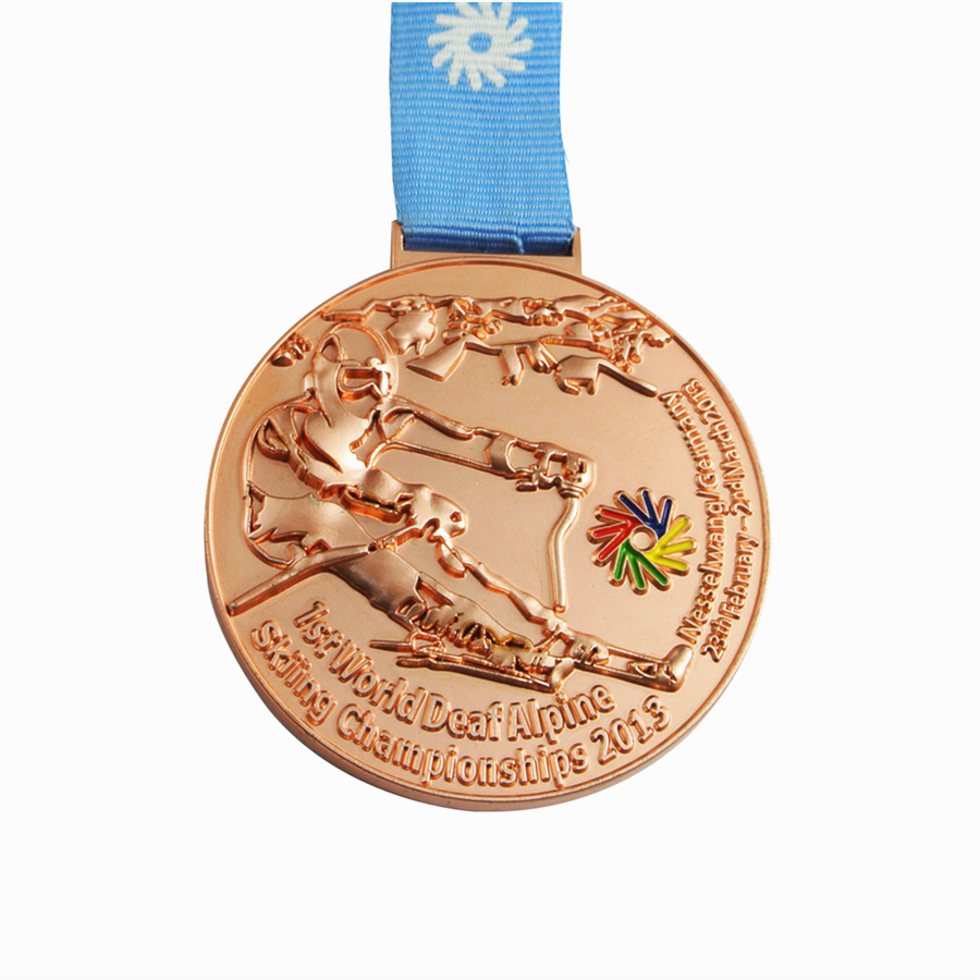 Own design diecast copper skiing medals