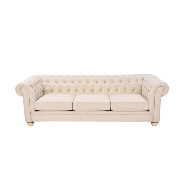 Sala de estar de alta qualidade Nodric Soft Tecido Couch de Veludo Chesterfield Tufted Pull Button Sofa