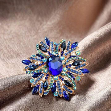 Luxus Unisex Retro Blue Topaz Kristall Strassbroschen Stifte für Hochzeit