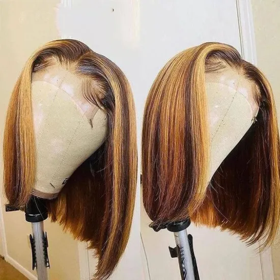 13x4 Bone Straight Ombre Color 4/27 Thin Hd Lace Wig, Transparent Invisible Highlighted Piano Color Brazilian Human Hair Wigs