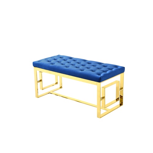 Banco de terciopelo con patas de acero inoxidable de oro