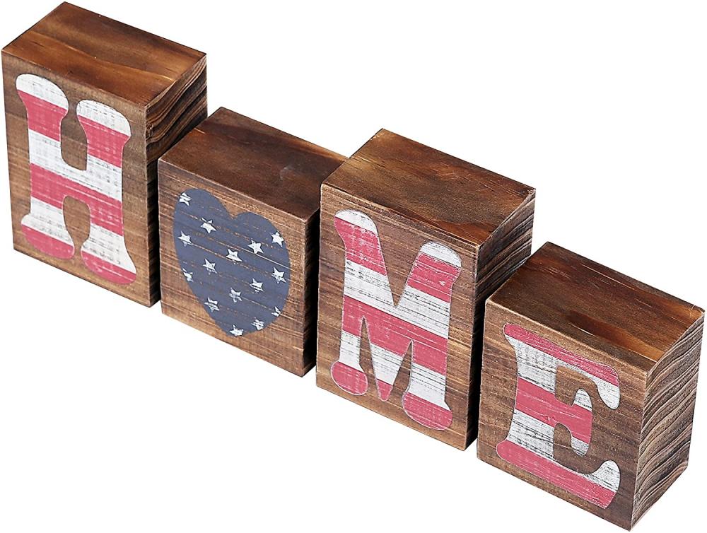 Dekorative American Flag Home Word Zeichen