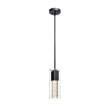 Black Mini Pendant Crystal Rod Ceiling Light for Kitchen and Bar