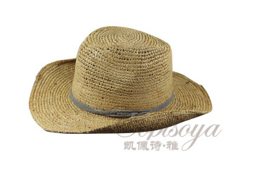 2014 fashional simple graceful cowboy hats in raffia straw